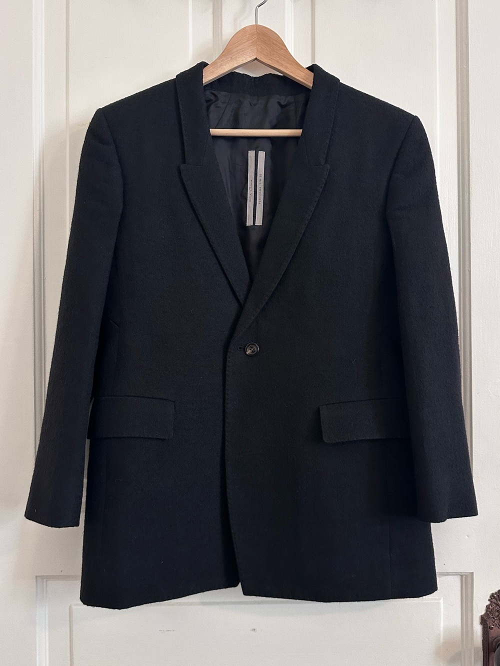 Rick Owens Performa F/W 2020 Wool Cotton Blazer Size 46 IT 10 US Black
